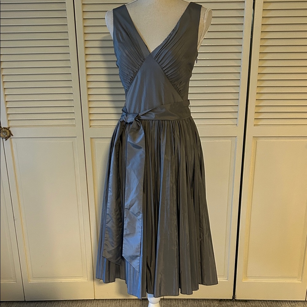 Chic Pleated Silver Dress
